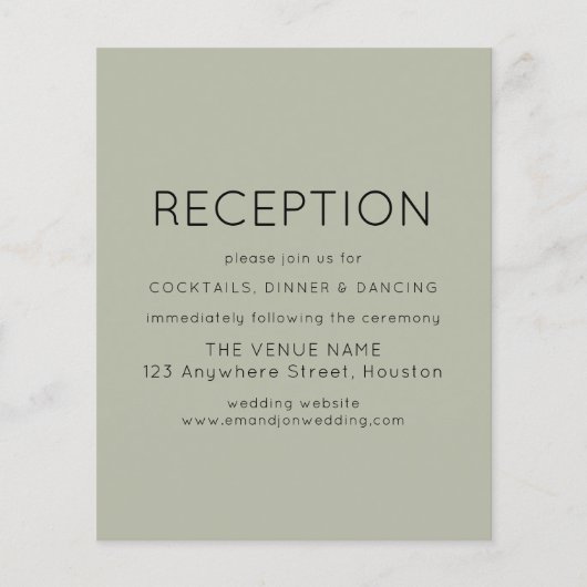 Budget Simple Reception Soft Sage Wedding Encl (Voorkant)