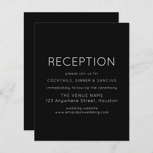 Budget Simple Reception White Black Wedding Encl (Voorkant / Achterkant)
