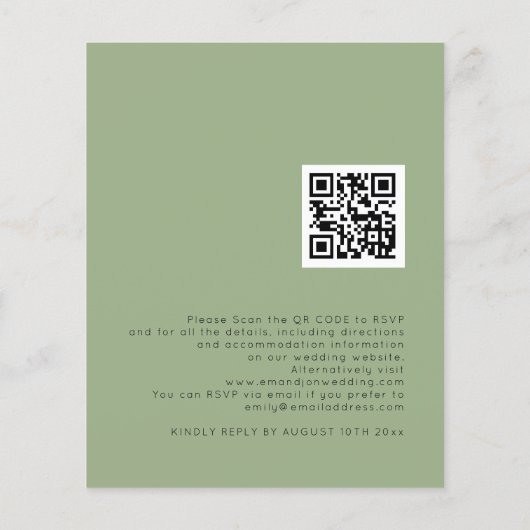 Budget Simple Sage Green QR Code Weddenschap Uitno (Achterkant)