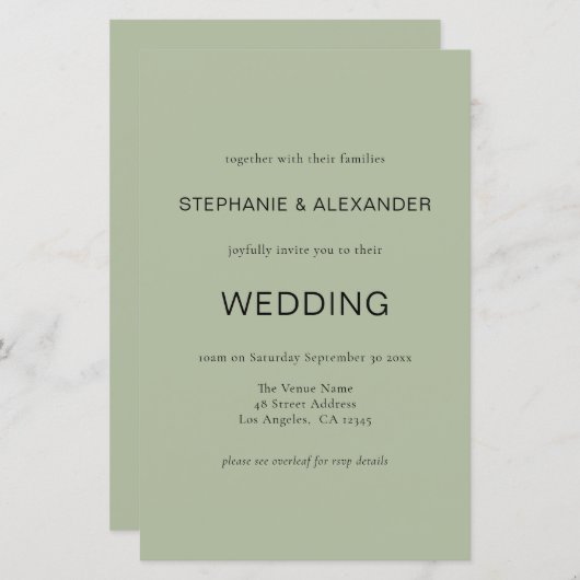 Budget Simple Sage Green QR Code Weddenschap Uitno (Voorkant / Achterkant)