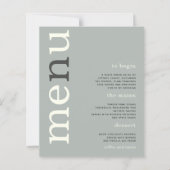 BUDGET Simple Sage Ivory Text Weddenemenu (Voorkant)
