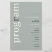 BUDGET Simple Sage Ivory Text Weddenprogramma (Voorkant)