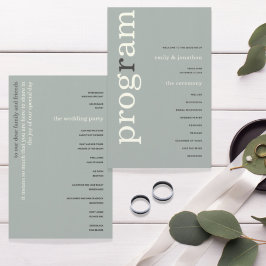 BUDGET Simple Sage Ivory Text Weddenprogramma