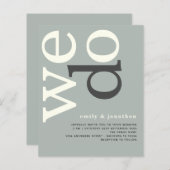 BUDGET Simple Sage Ivory Text Weddenschap Uitnodig (Voorkant / Achterkant)