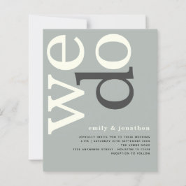 BUDGET Simple Sage Ivory Text Weddenschap Uitnodig