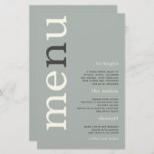 BUDGET Simple Sage Ivory Typography WeddenMenu (Voorkant / Achterkant)