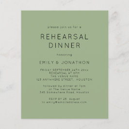 Budget Simple Sage Rehearings Dinner Wedding Invit