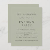 Budget Simple Sage Wedding Evening Party nodigt ui (Voorkant / Achterkant)