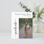 Budget Simple Script 2 Photo Afstuderen Invitation (Staand voorkant)