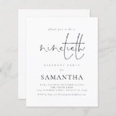 Budget Simple Script 90th Birthday Party nodigt ui (Voorkant / Achterkant)