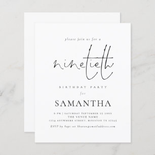Budget Simple Script 90th Birthday Party nodigt ui