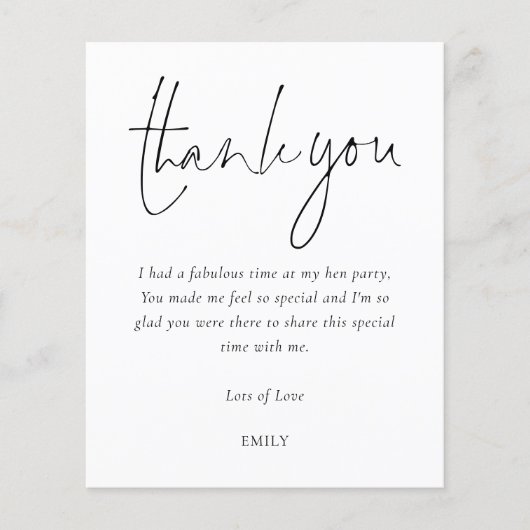 Budget Simple Script Photo Hen Party Dank u (Voorkant)