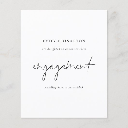 Budget Simple Script Photo Verloving Notice (Voorkant)