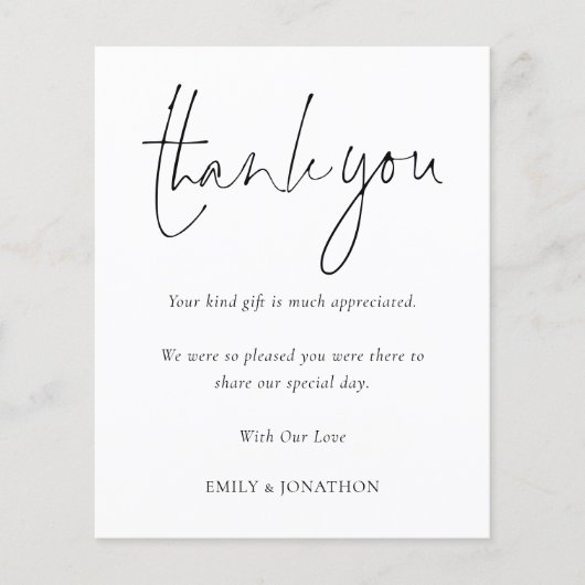 Budget Simple Script Photo Weddenschap Bedankt (Voorkant)