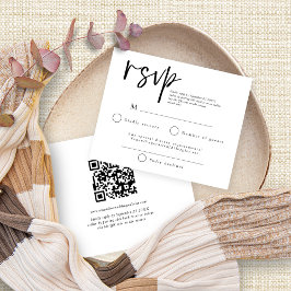 Budget Simple Script QR Code Weddenschap RSVP