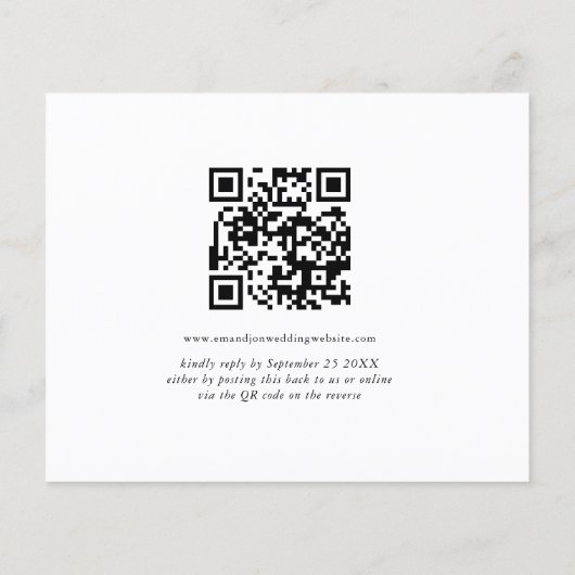 Budget Simple Script QR Code Weddenschap RSVP (Achterkant)
