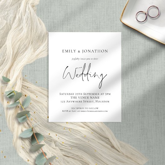 Budget Simple Script Wedding Invitation
