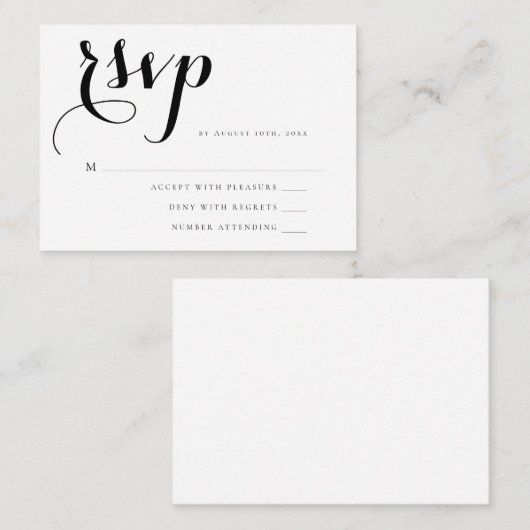 Budget Simple Script Wedding RSVP-Kaart Notitiekaartje (Voorkant / Achterkant)