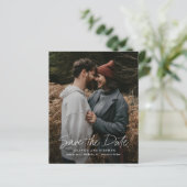Budget Simple Script Weduwfoto Save the Date (Staand voorkant)