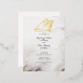 Budget Simple Seashell Sandy Beach Folie Uitnodiging Briefkaart (Voorkant / Achterkant)