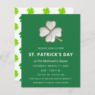 Budget Simple Shamrock St Patricks Day Invitation