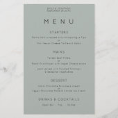 Budget Simple Silvery Sage Green Wedding Menu (Voorkant)