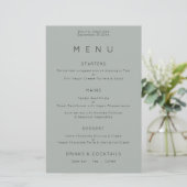 Budget Simple Silvery Sage Green Wedding Menu (Staand voorkant)
