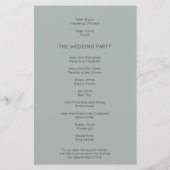 Budget Simple Silvery Sage Green Wedding Program (Achterkant)