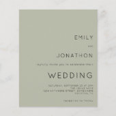 Budget Simple Soft Sage Green Wedding Invitation (Voorkant)