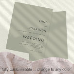Budget Simple Soft Sage Green Wedding Invitation<br><div class="desc">Eenvoudige uitnodiging voor een groene bruiloft met een zachte vorm. Een budgetprijs voor KLEINE 4, 5 x 5, 6 inch. Verkrijgbaar in een SEMI-GLOSS 110 lb KAART STOCK dat de standaardoptie is (dikker voor uitnodigingen), OF een SATIN FINISH 80 lb THINER PAPER STOCK (ideaal voor behuizingen). De enveloppen zijn een...</div>
