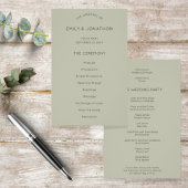 Budget Simple Soft Sage Green Wedding Program
