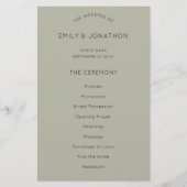 Budget Simple Soft Sage Green Wedding Program (Voorkant)