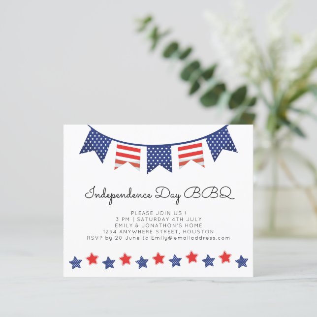 Budget Simple Stars Bunting 4 juli BBQ nodigt uit (Staand voorkant)