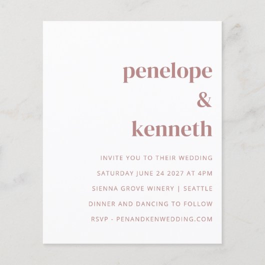 Budget Simple Terracotta Clay Wedding Invitation (Voorkant)