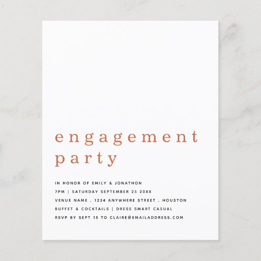 Budget Simple Terracotta Engagement Party nodigt u (Voorkant)