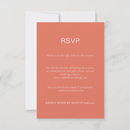 Budget Simple Terracotta QR Code RSVP Card (Voorkant)