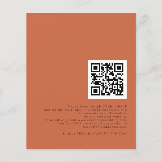 Budget Simple Terracotta QR Code Wedding Invite (Achterkant)