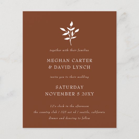 Budget Simple Terracotta Wedding Invitation (Voorkant)