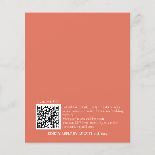 Budget Simple Terracotta Wedding QR Code Invite (Achterkant)