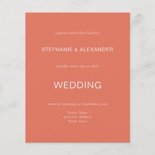Budget Simple Terracotta Wedding QR Code Invite (Voorkant)