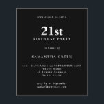 Budget Simple Text Black 21st Birthday Invitation<br><div class="desc">Budget Simple Text Black 21st Birthday Invitation. Een waarde voor geld kleiner 4.5 x 5.6 duim alternatief bleef aan de semi-verliesoptie in gebreke die voor uitnodigingen wordt geadviseerd en is een gelijkaardige dikte aan een briefkaart. De verzadigingsoptie is veel dunner papier beter voor behuizingen.</div>