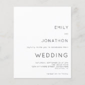 Budget Simple Text Black White Weduwen Uitnodiging (Voorkant)