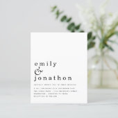 Budget Simple Text Black White Weduwen Uitnodiging (Staand voorkant)