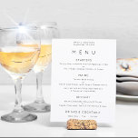 Budget Simple Text Black White Weduwmenu<br><div class="desc">GEEF NOTA er ÉÉN menu per blad is. Eenvoudig menu Zwart Wit-withuwelijk tekst. Een budgetprijs voor KLEINE 4, 5 x 5, 6 inch. Verkrijgbaar in een SEMI-GLOSS 110 lb KAART STOCK dat de standaardoptie is (dikker voor uitnodigingen, vergelijkbaar in dikte met een briefkaart), OF een SATIN FINISH 80 lb THIN...</div>