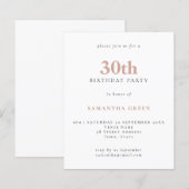 Budget Simple Text Blush 30th Birthday Invitation (Voorkant / Achterkant)