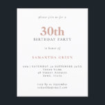 Budget Simple Text Blush 30th Birthday Invitation<br><div class="desc">Begroting Eenvoudige tekst Blush 30th Birthday uitnodiging. Een waarde voor geld kleiner 4.5 x 5.6 duim alternatief bleef aan de semi-verliesoptie in gebreke die voor uitnodigingen wordt geadviseerd en is een gelijkaardige dikte aan een briefkaart. De verzadigingsoptie is veel dunner papier beter voor behuizingen.</div>