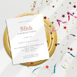 Budget Simple Text Blush 50th Birthday Invitation<br><div class="desc">Begroting Eenvoudige tekst Blush uitnodiging van 50th Birthday. Een waarde voor geld kleiner 4.5 x 5.6 duim alternatief bleef aan de semi-verliesoptie in gebreke die voor uitnodigingen wordt geadviseerd en is een gelijkaardige dikte aan een briefkaart. De verzadigingsoptie is veel dunner papier beter voor behuizingen.</div>