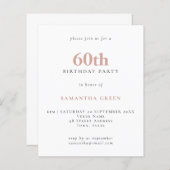 Budget Simple Text Blush 60th Birthday Invitation (Voorkant / Achterkant)