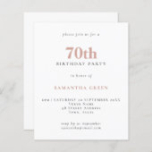 Budget Simple Text Blush 70th Birthday Invitation (Voorkant / Achterkant)
