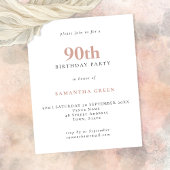 Budget Simple Text Blush 90th Birthday Invitation